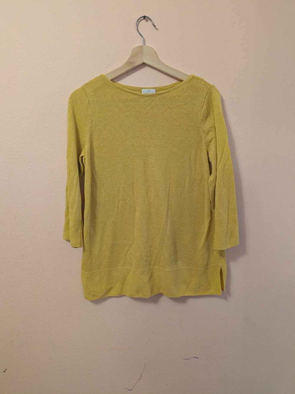 J. Jill Mustard Yellow Knit Linen Blend Tunic Top